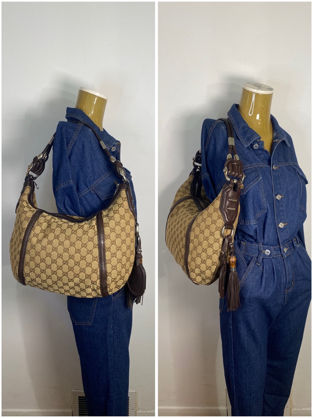 ✨️GUCCI GG Canvas Techno Horsebit Hobo Bag